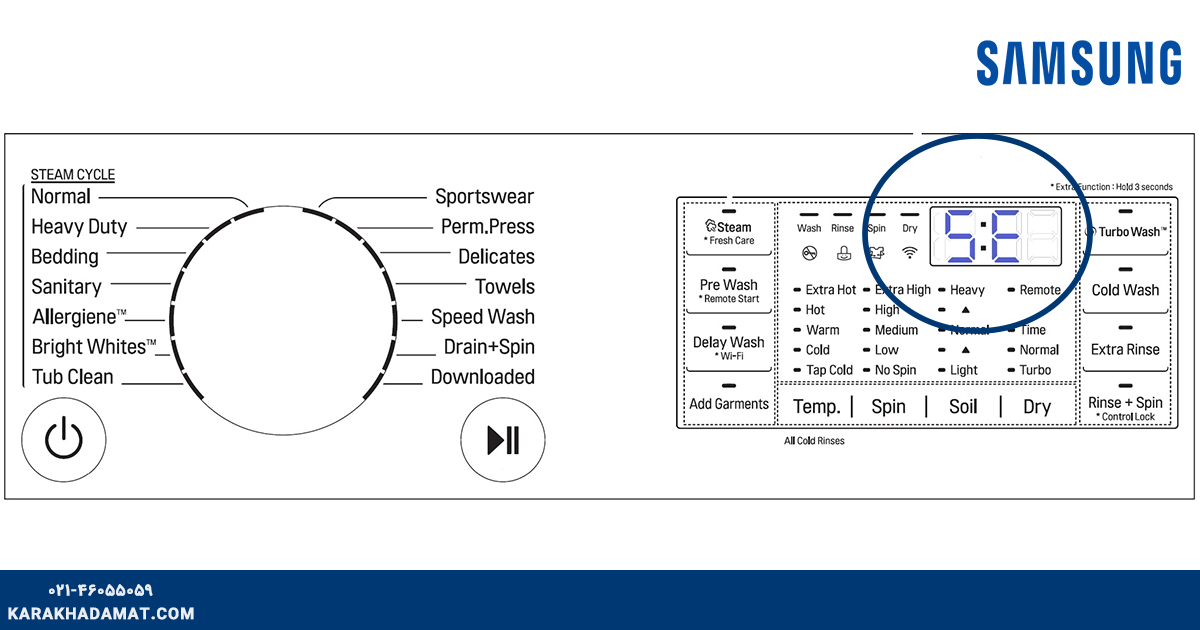 خطای 5E در لباسشویی سامسونگ